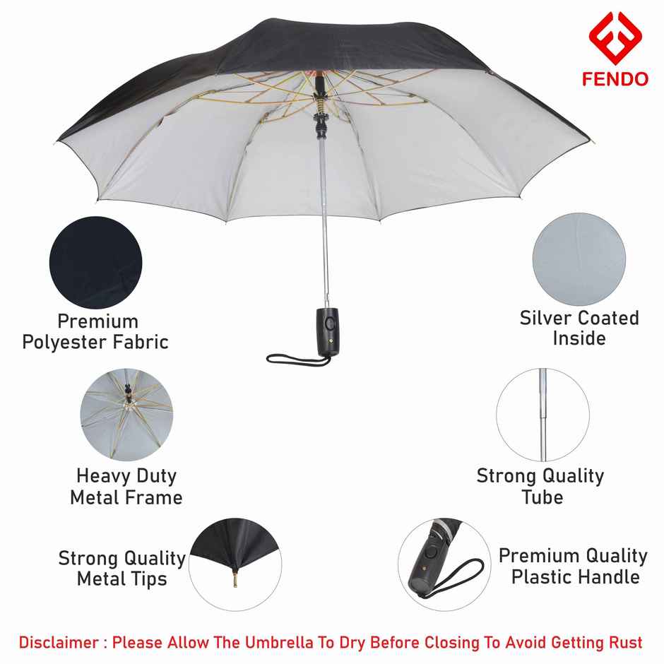 Fendo Rolex Umbrella Black | 21 inch | 2 Fold