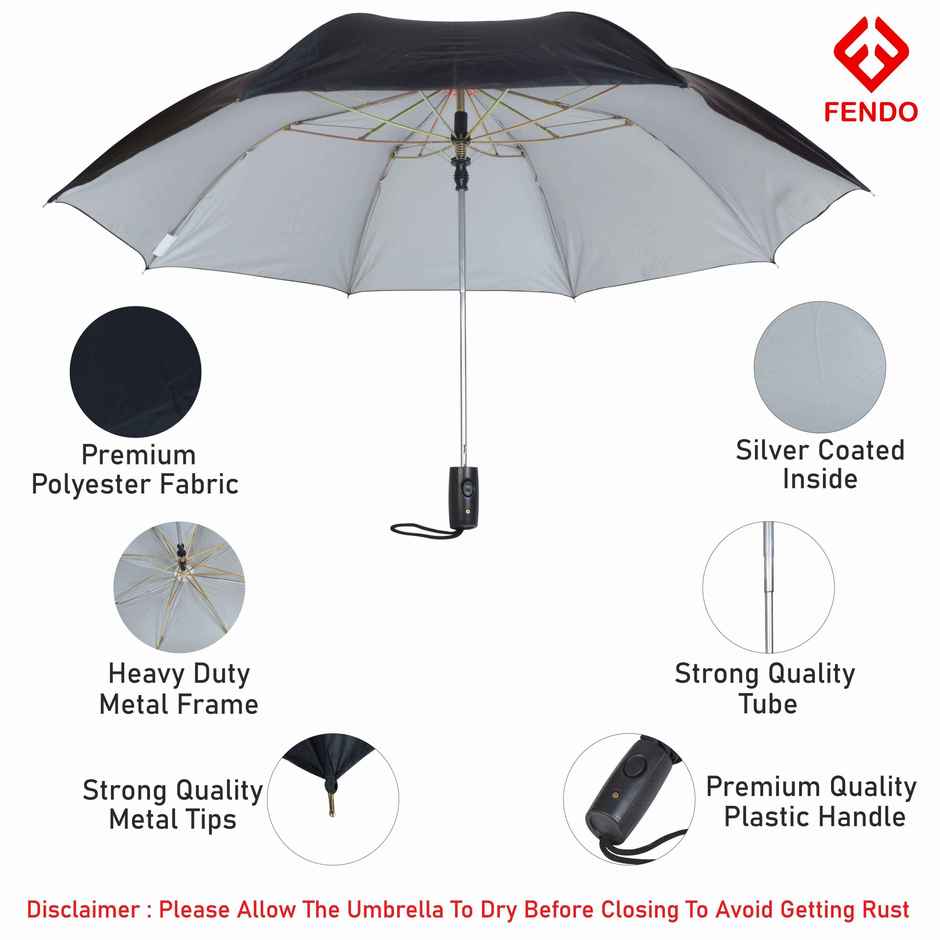 Fendo Standard Umbrella Black Auto Open | 24.5 Inch | 2 Fold
