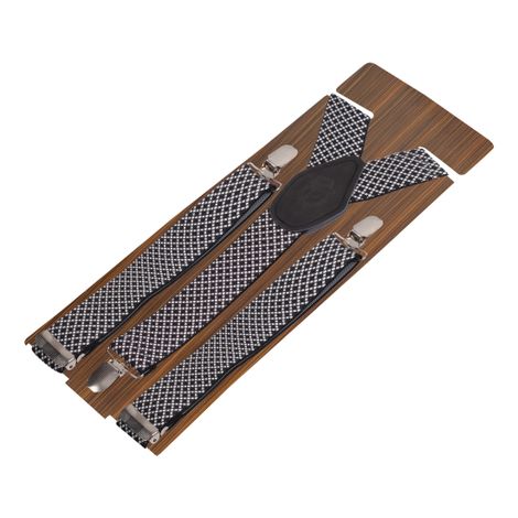 Peluche Men's Patterned Elastic Suspenders | Black - Free Size
