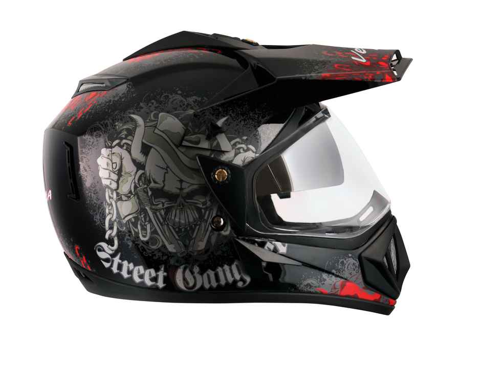 Vega Off Road D/V Gangster Lightweight Full Face Helmet- Black Red - L