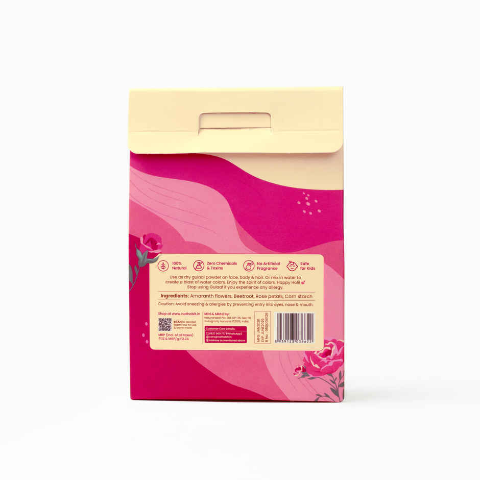 Nat Habit Natural Organic Holi Colour Gulal | Pink | Gulaab-E-Preet