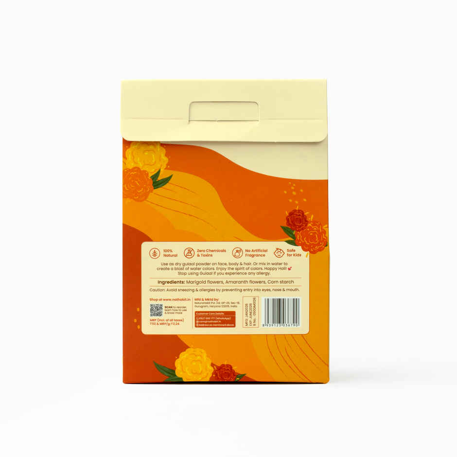 Nat Habit Natural Organic Holi Color Gulal | Orange | Marigold Chhalak