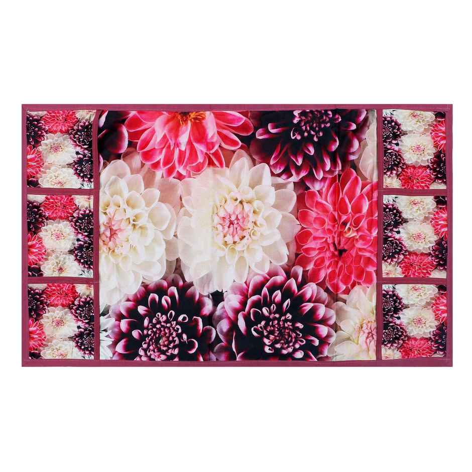 Homeharmony Printed Floral Design Fridge Cover With Six Side Pockets