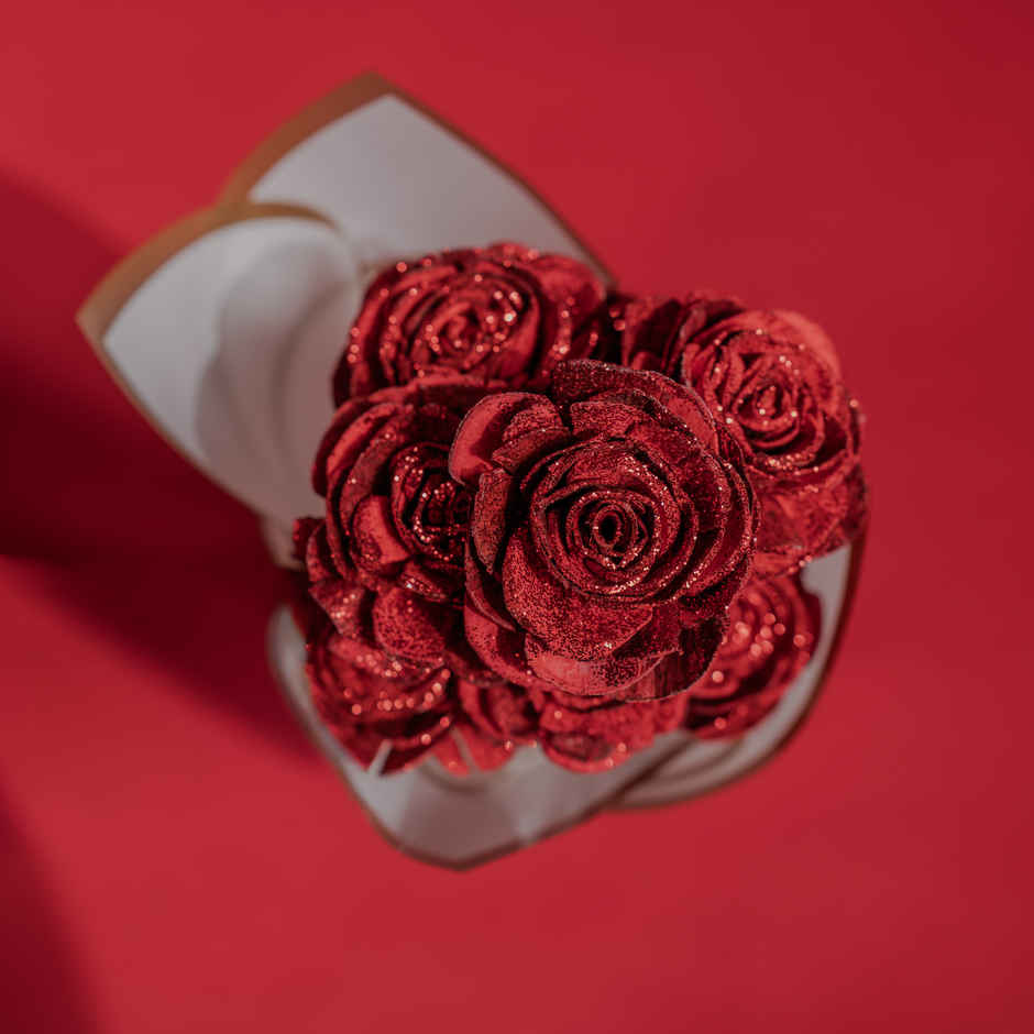 Crimson Red Rose Love Dried Flowers Bouquet | Ideal for Gifting | Poshh
