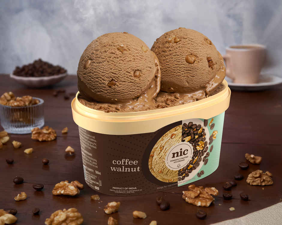 NIC Coffee Walnut Ice Cream Tub | Preservative Free | No Artificial Flavors