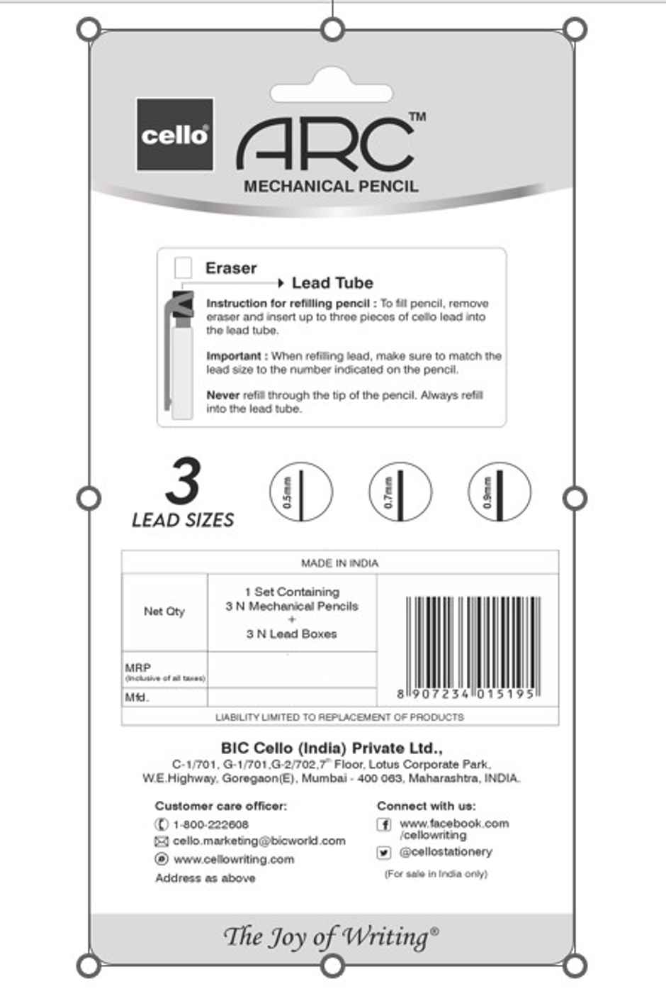 Cello Arc Mechanical Pencil Blister - 3 MP + 3 Lead Box