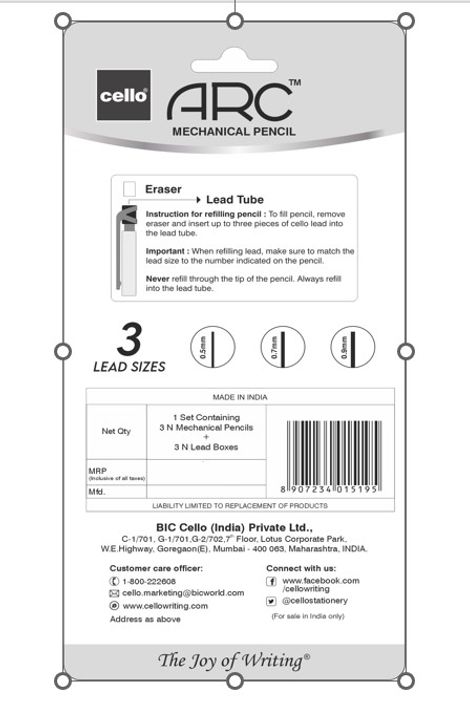 Cello Arc Mechanical Pencil Blister - 3 MP + 3 Lead Box