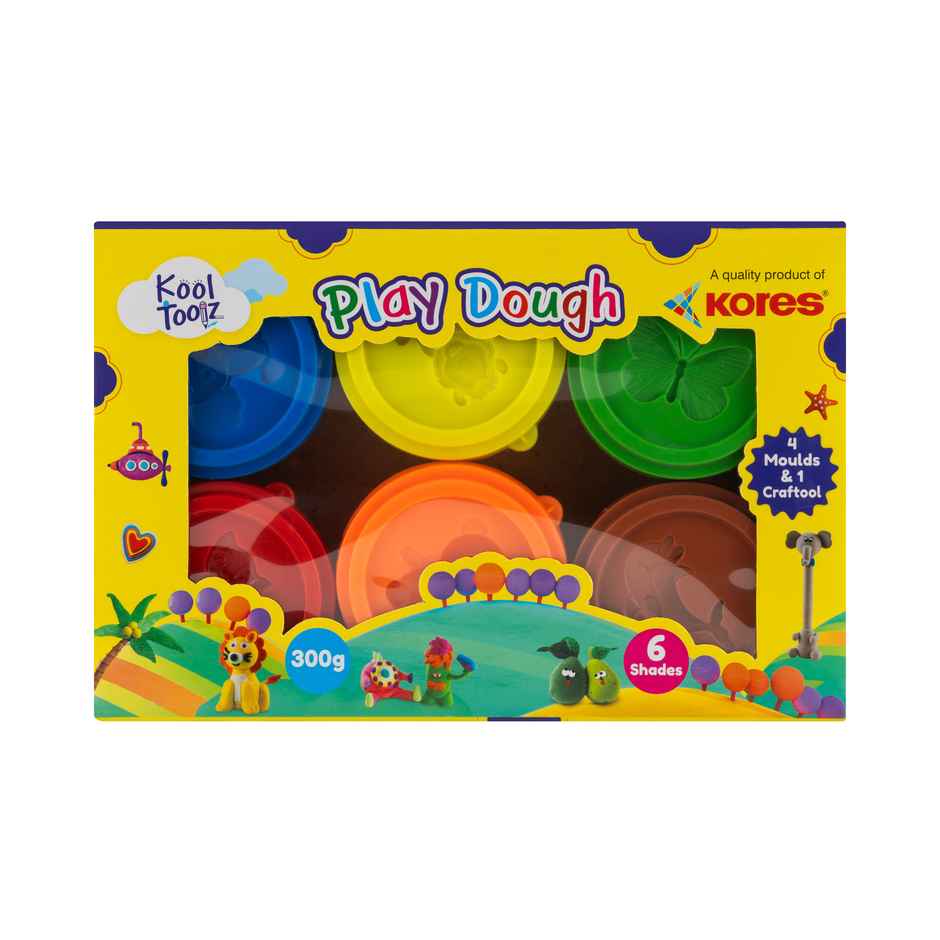 Kores Play Dough | 6 Shades | 5 Moulds | Creative Fun