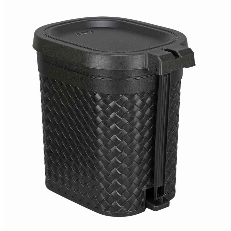 Kolorr Stitch 7L Plastic Pedal Modern Design Waste Bin (Black)
