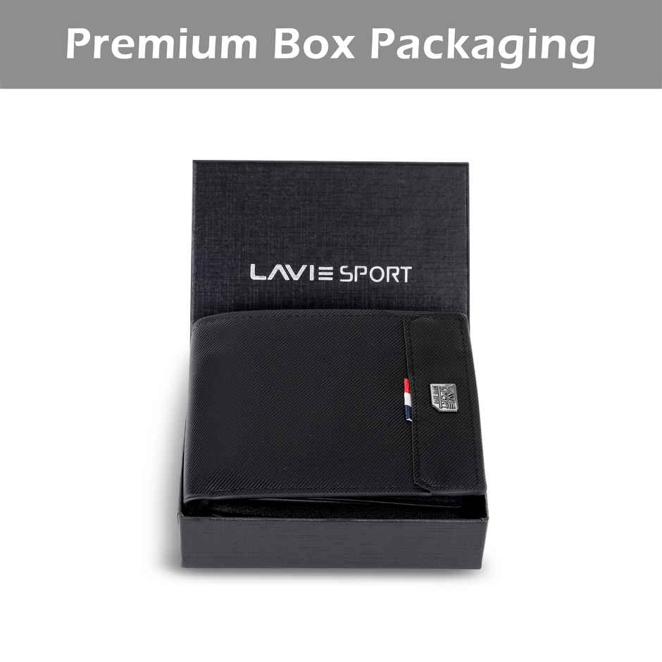 Lavie Sport Francis Men's Wallet | 5 Card Slots | Biofold Wallet | Synthetic Leather | Purse -Black