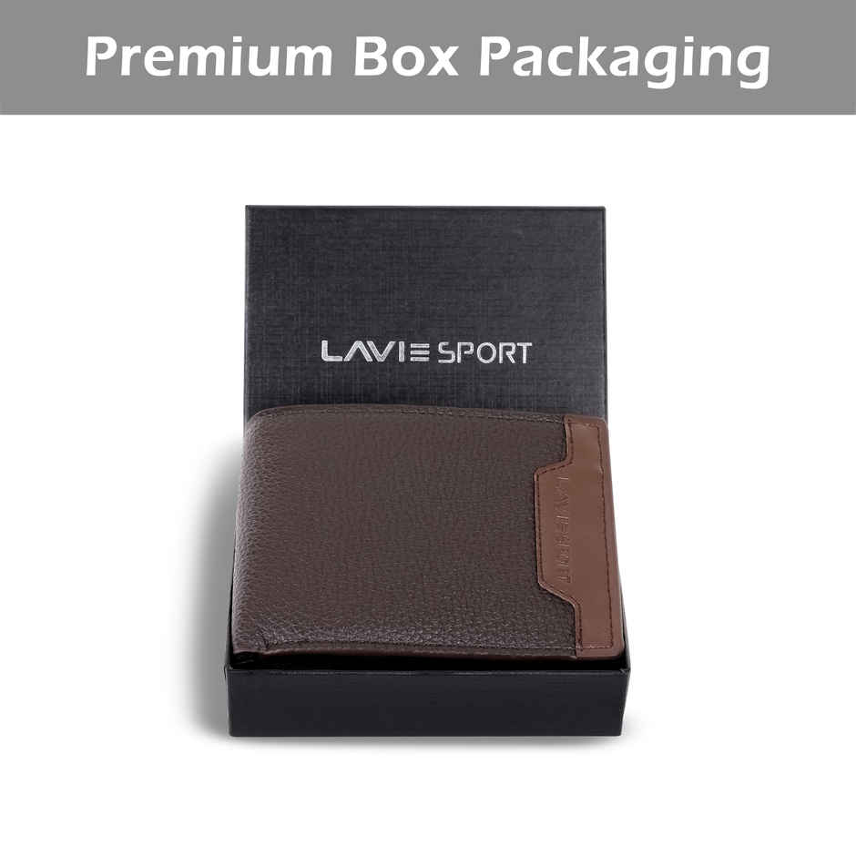 Lavie Sport Xavier Men's Wallet | 5 Card Slots | Biofold Wallet | Synthetic Leather | Purse - Tan
