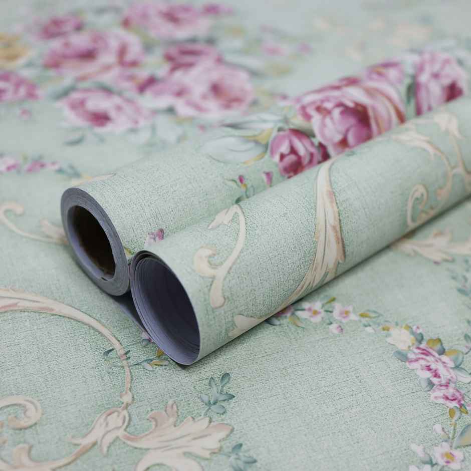 Wollzo Floral Bedroom Wallpaper Self Adhesive Peel and Stick Wall Decor 45 x 500 cm