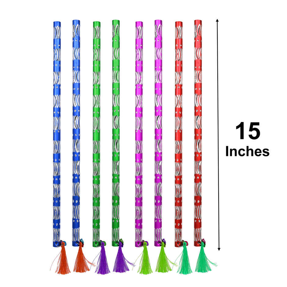 Aluminium Big Vertical Mix Dandiya Sticks | 15 Inches | House Of Festivals