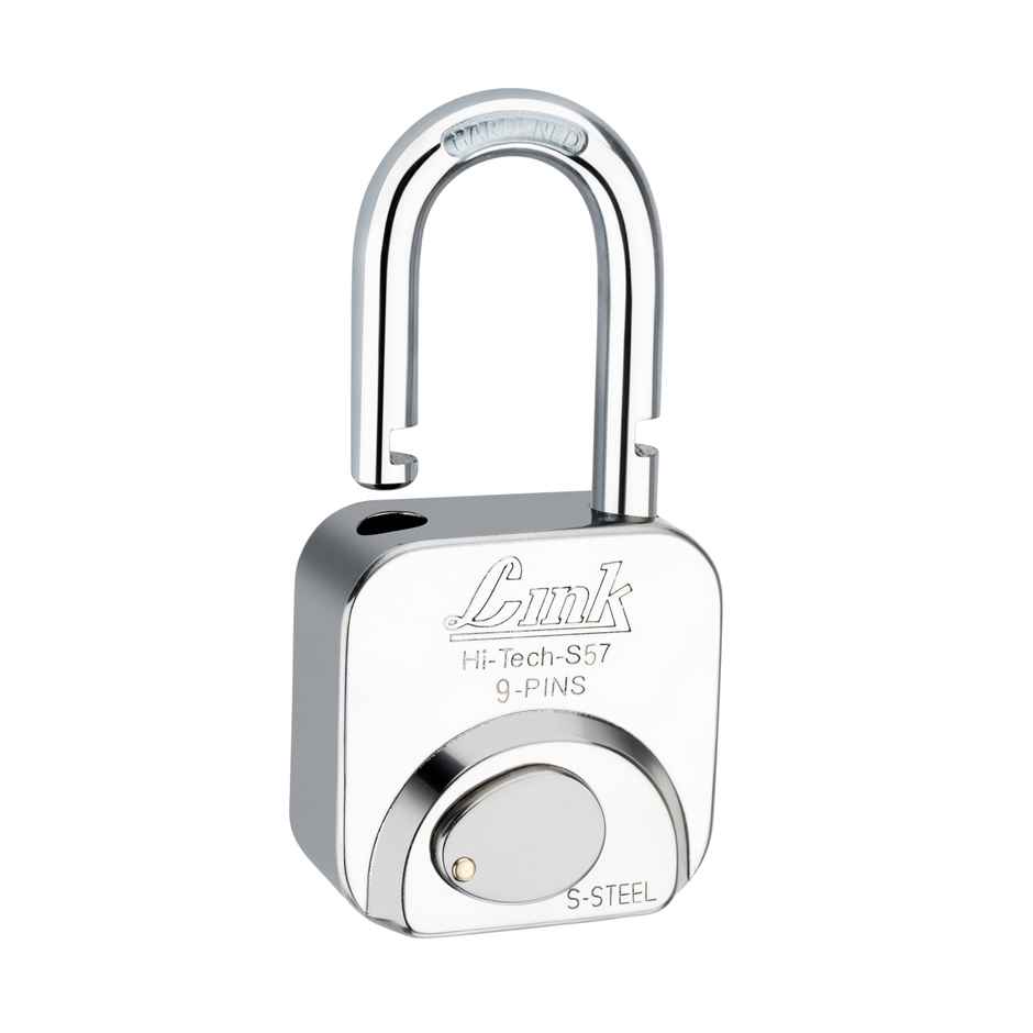 Link Stainless Steel Hi-Tech S-57mm Padlock with Hardened Shackle & 3 Brass Keys
