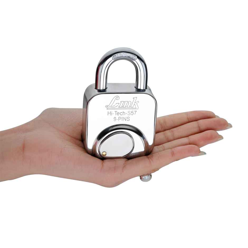Link Stainless Steel Hi-Tech S-57mm Padlock with Hardened Shackle & 3 Brass Keys
