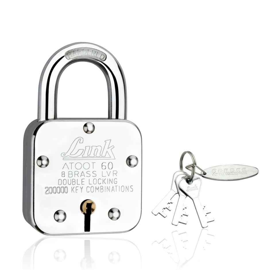 Link Stainless steel Brass Levers With Hardened Shackle Atoot 60 mm padlock with 3 Keys