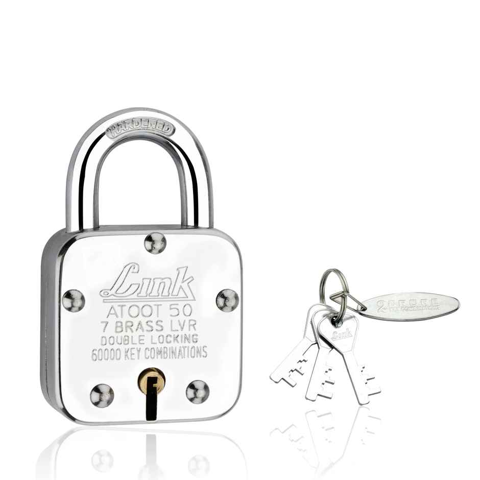 Link Stainless steel Brass Levers With Hardened Shackle Atoot 50 mm padlock with 3 Keys