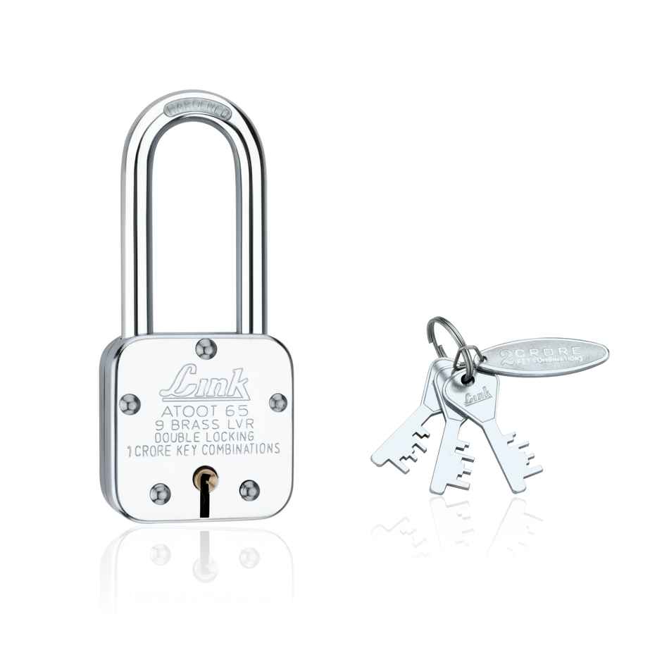 Link Stainless steel Brass Levers With Long Hardened Shackle Atoot 65 LS mm padlock with 3 Keys
