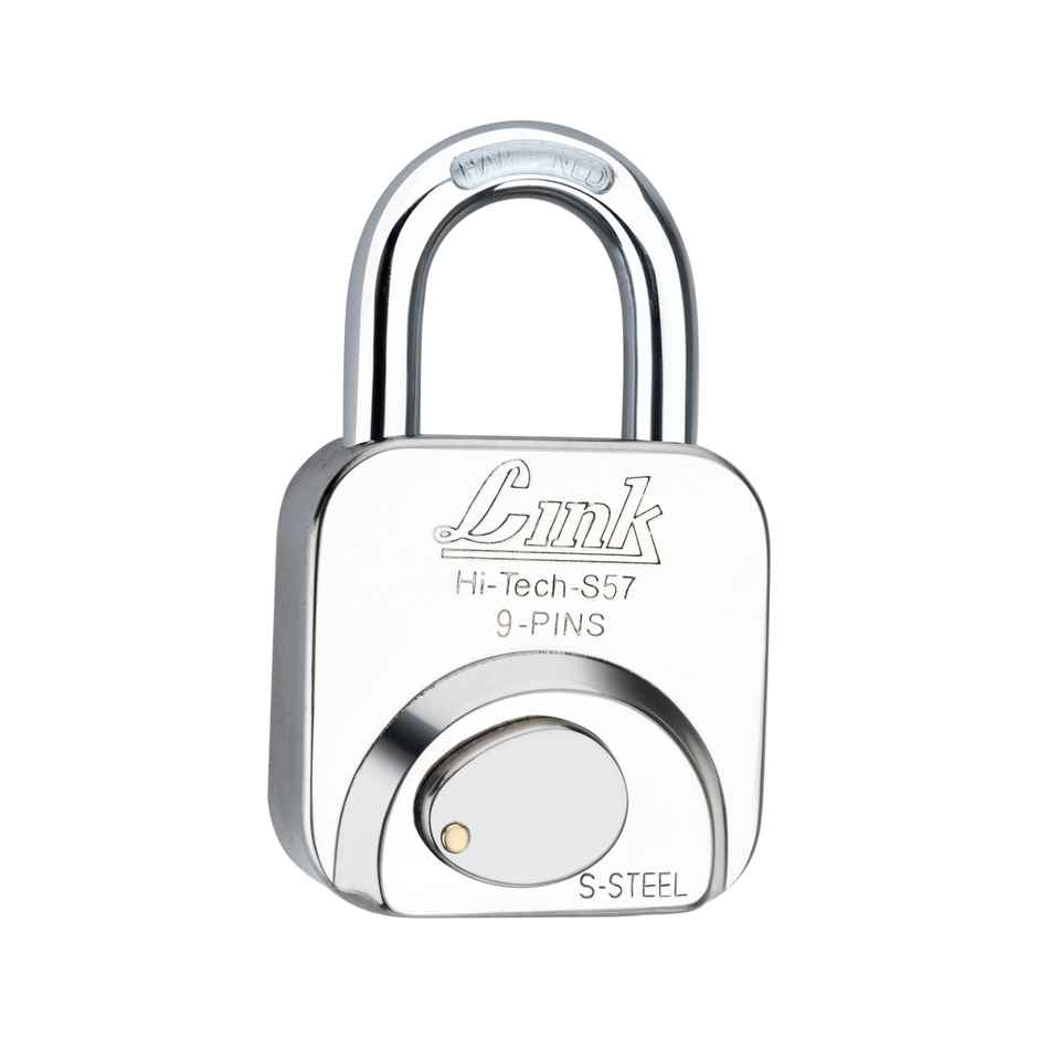Link Stainless Steel Hi-Tech S-57mm Padlock with Hardened Shackle & 3 Brass Keys