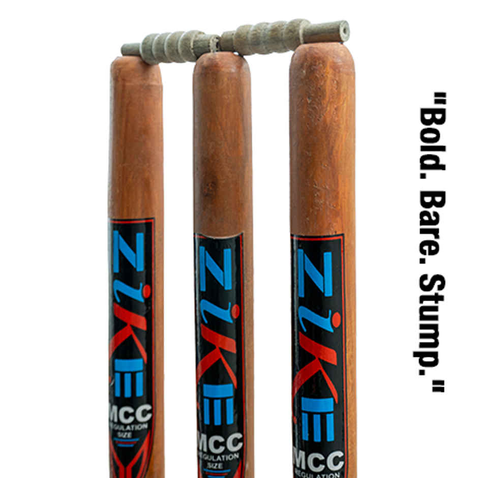 Zike Wooden Cricket Stumps with Bails (3 Piece Wooden wickets, 2 Piece bails)