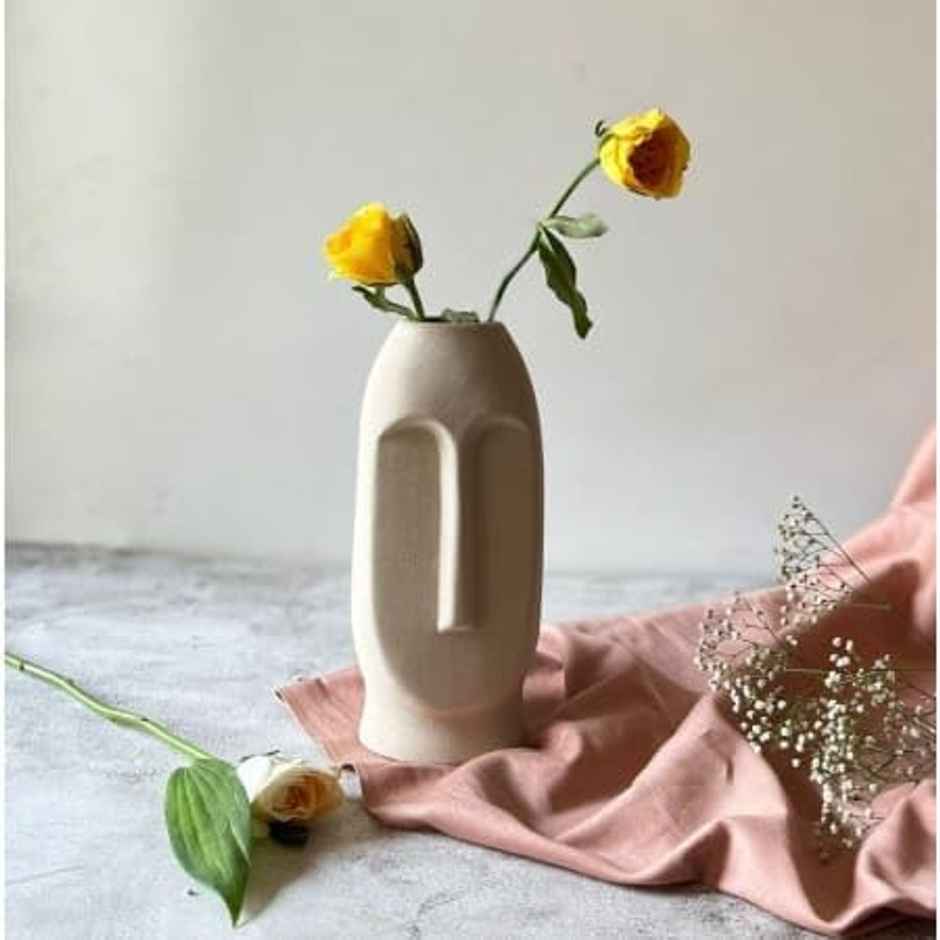 Tied Ribbons Ceramic Face Shape Vase Without Flowers