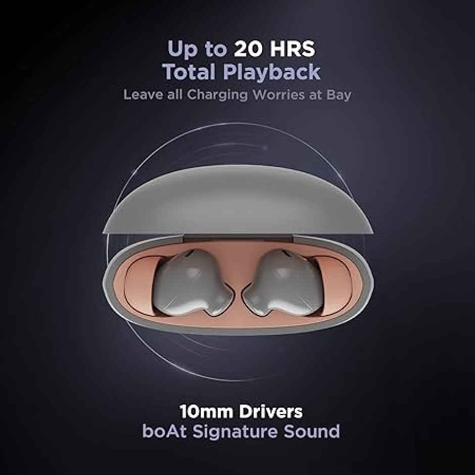 boAt Airdopes 181, ENx, Beast Mode, ASAP Charge, 20H Playtime, IPX4, BT v5.2 | Cool Grey