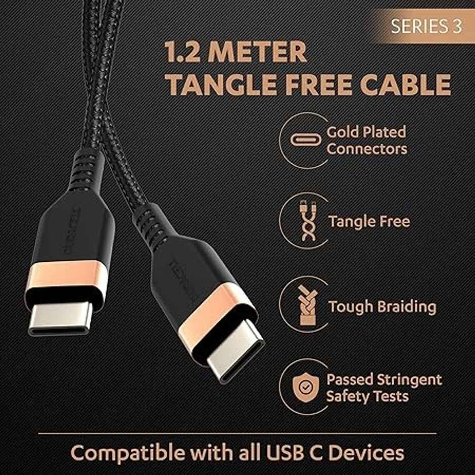 Duracell 100 W Braided Fast Type C To Type C Cable - Black