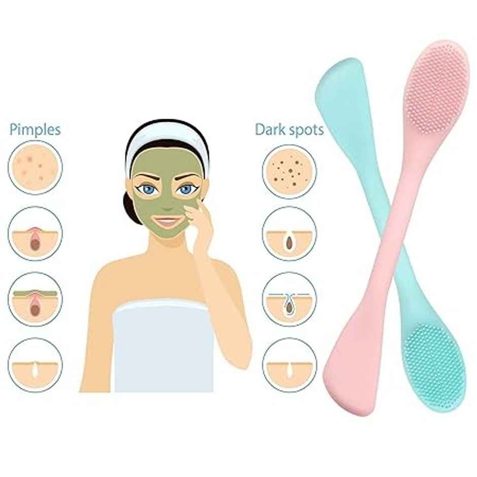 Beautiliss Professional Face Mask Applicator Dual Side Face Wash Brush ( Color May Vary)