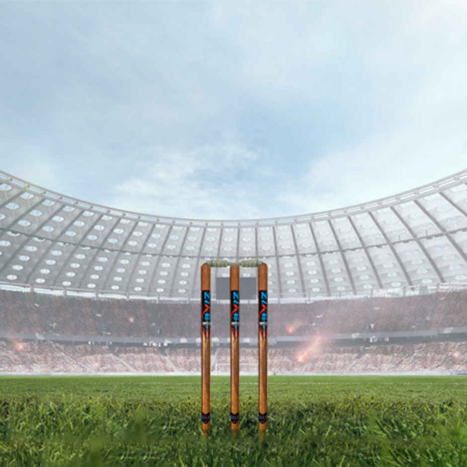 Zike Wooden Cricket Stumps with Bails (3 Piece Wooden wickets, 2 Piece bails)