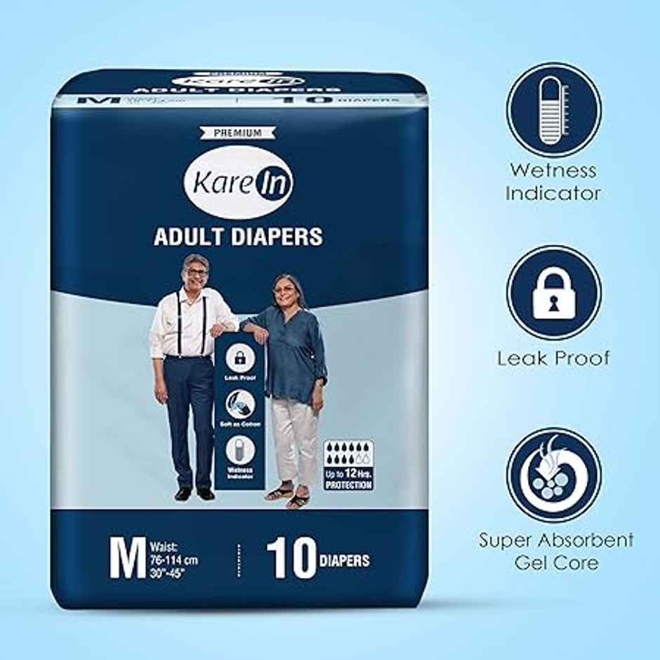 Kare In Premium Adult Diapers | Medium - Waist Size 76-114 cm