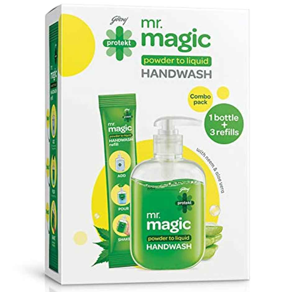 Godrej Protekt Mr Magic Neeem Powder To Liquid Handwash Combo( 1 bottle + 1 refill)