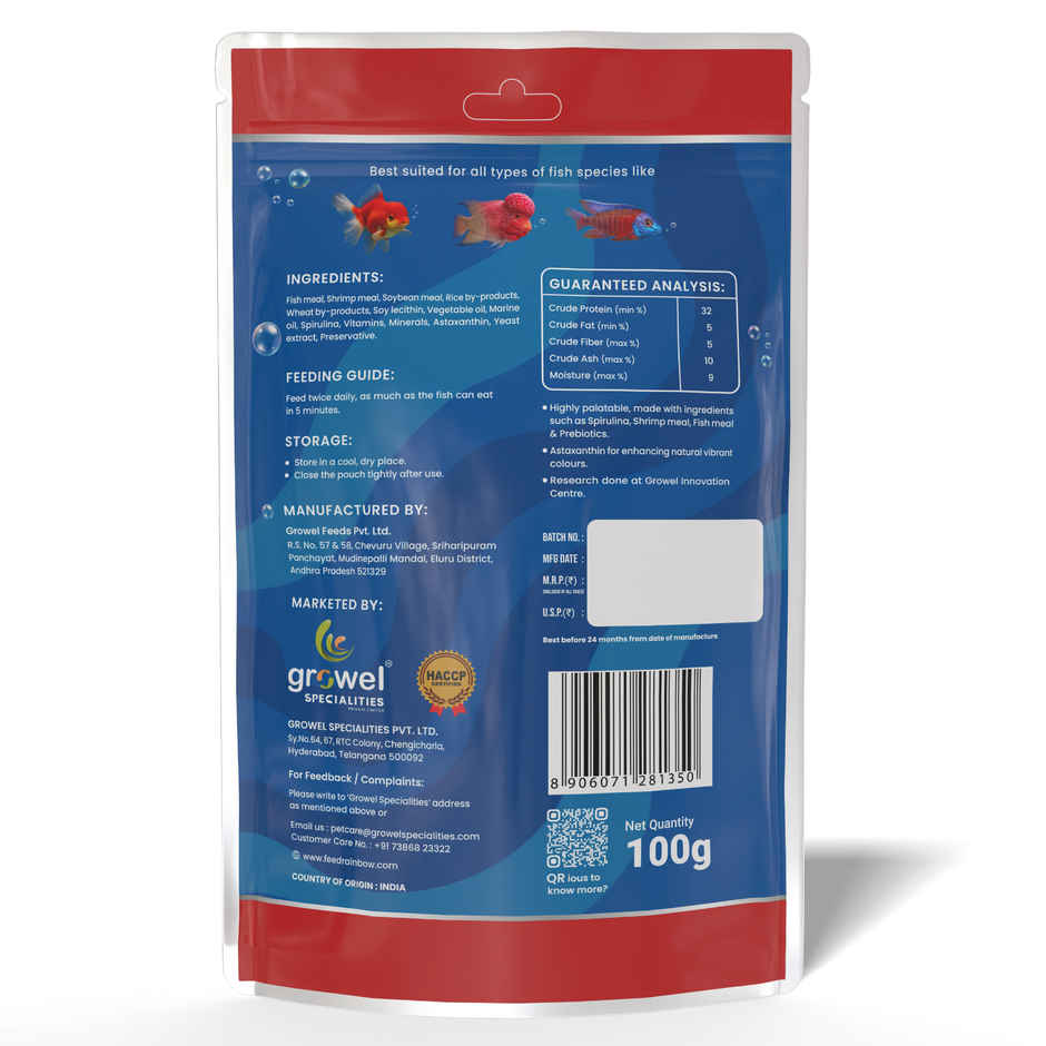 Growel Rainbow Small Floating Pellets | Highly Digestible & Nutritious Fish Food