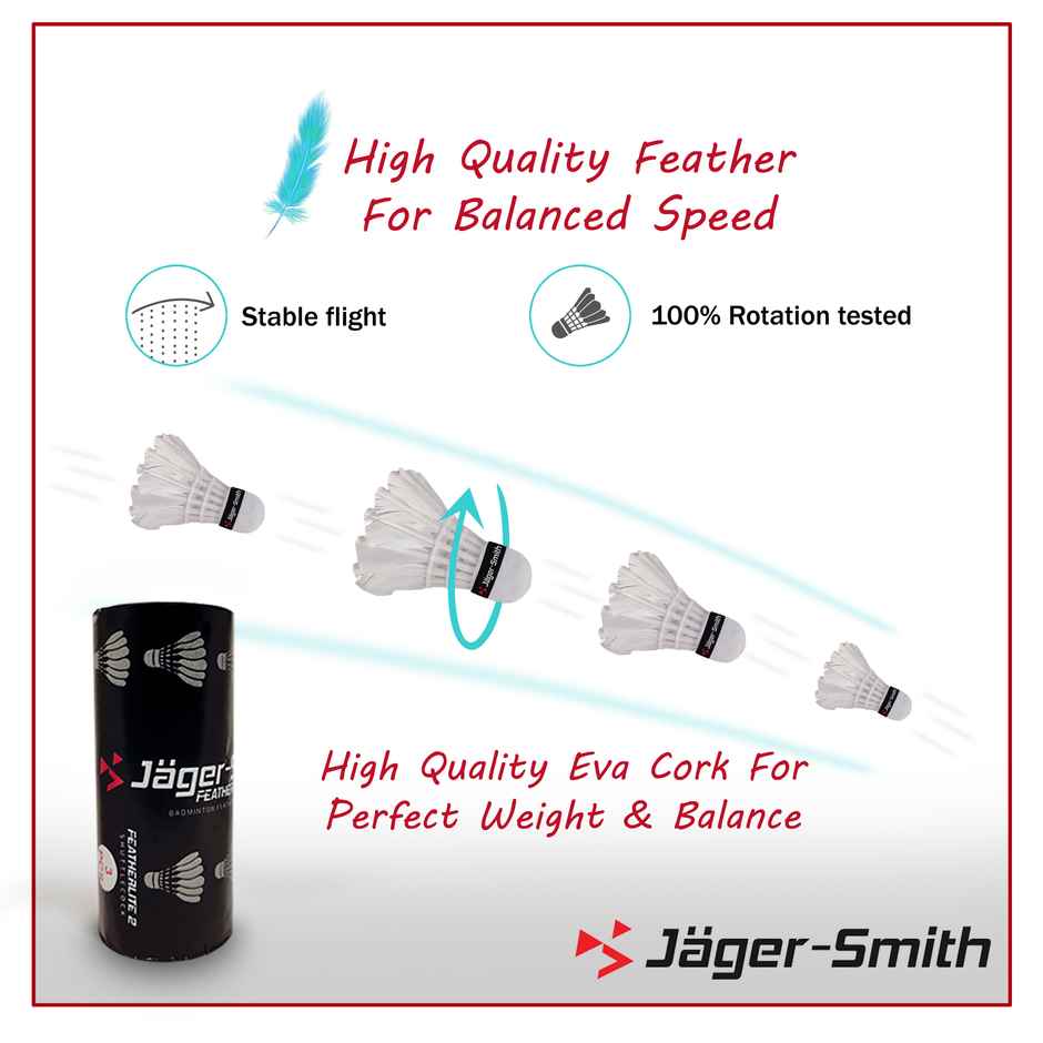 Jager-Smith Pb-2000 Combo & Featherlite 2 Shuttle Badminton Kit | Yellow | Made In India