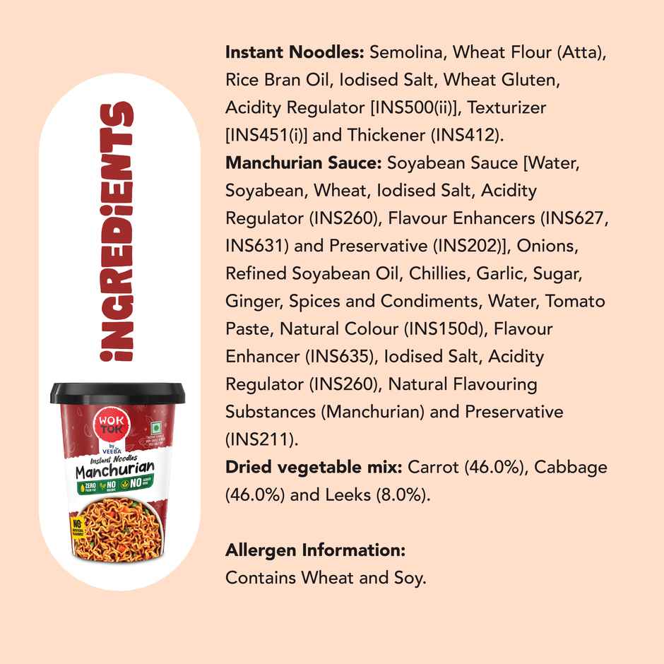 Wok Tok by Veeba Instant Noodles Manchurian Pack of 2 | No Maida | No palm oil