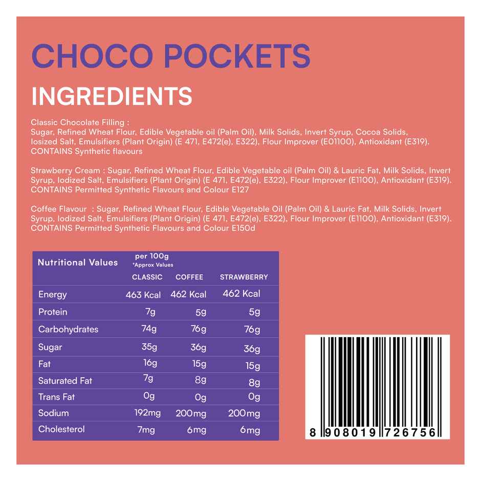 Nova Nova Choco Pockets | Assorted Pack of 3 | Classic Chocolate, Coffee & Strawberry Cream