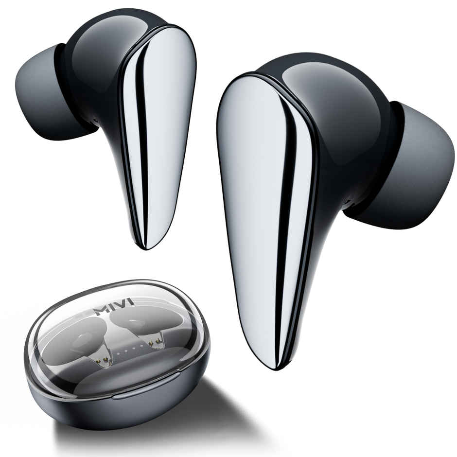 Mivi Duopods I7, 55Hrs PT, HD Call, Fast Charging, 3D Sound, AAC Audio Quality | Pearl Black