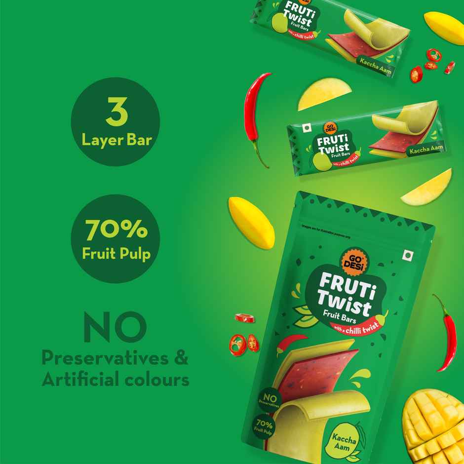 Go Desi Kaccha Aam Fruti Twist Fruit Bar & Go Desi Desi Popz Kaccha Aam Mango Candy Combo