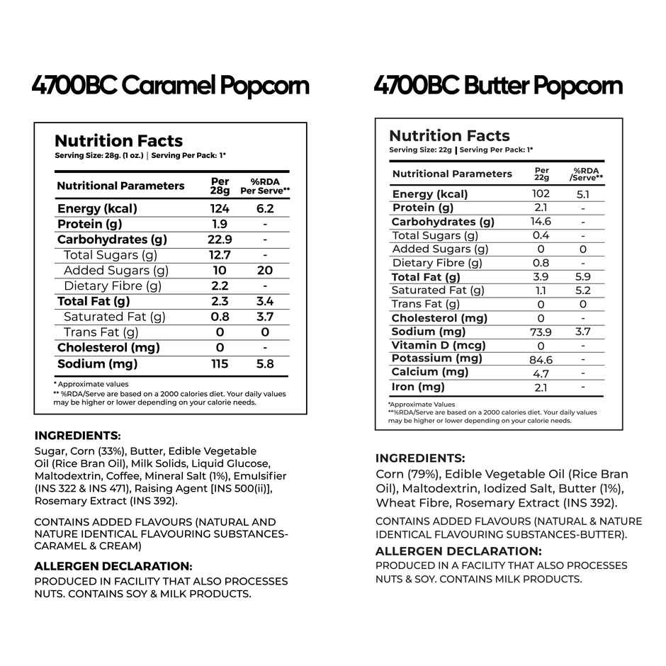 4700BC Himalayan Salt Caramel Popcorn, Pouch, and Butter Popcorn, Jumbo Pack
