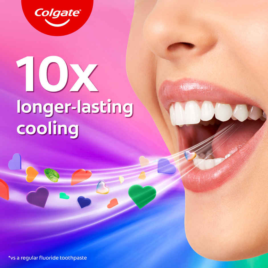 Colgate Maxfresh Rainbow Fresh Gel Toothpaste With Heart Shaped Crystals, Triple Mint Flavour (100g) & Colgate Maxfresh Watermelon Blast Gel Toothpaste With Cooling Crystals, Ultrafreeze Technology (100g) Combo