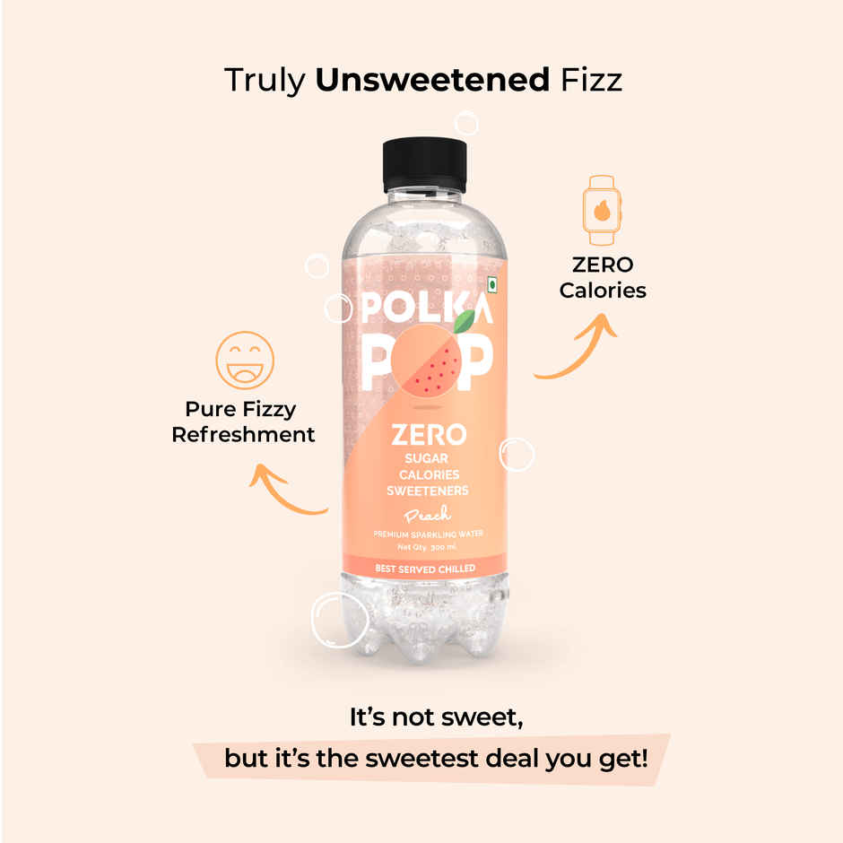 Polka Pop Peach Sparkling Water(300ml) & Polka Pop Lemon-Lime Sparkling Water(300ml) Combo