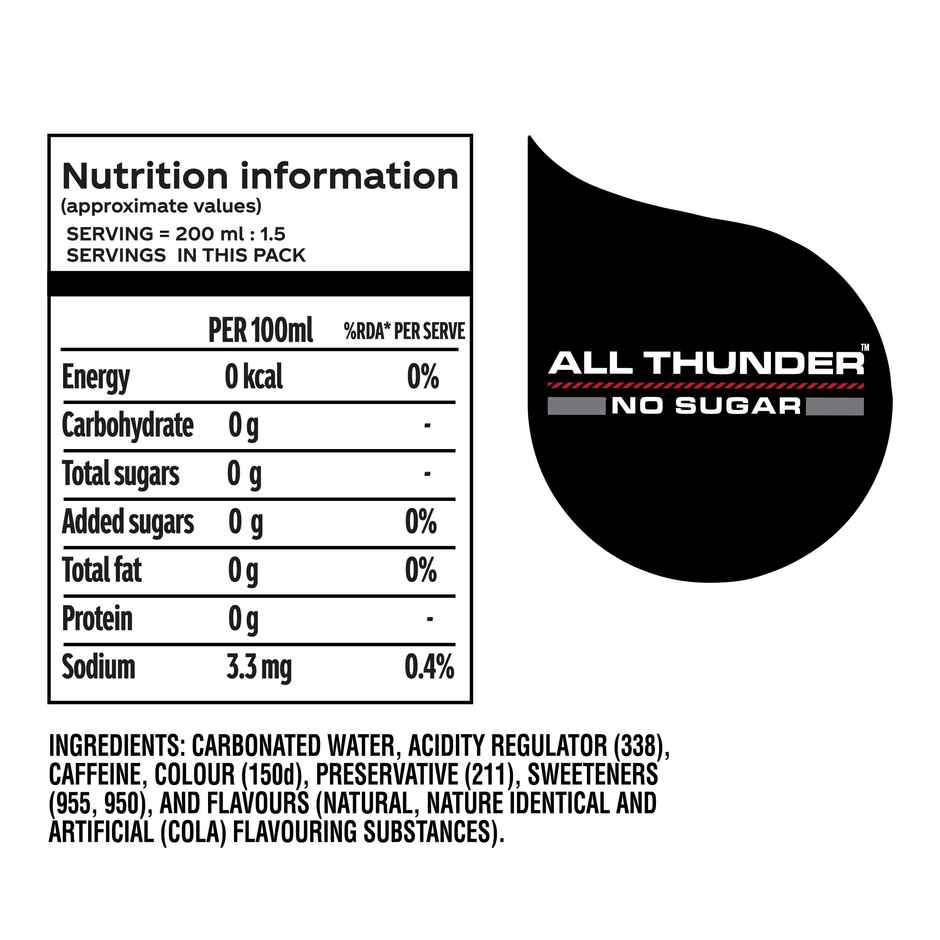 Thums Up X Force Zero Sugar Soft Drink Can | Zero Calories | Carbonated Beverage