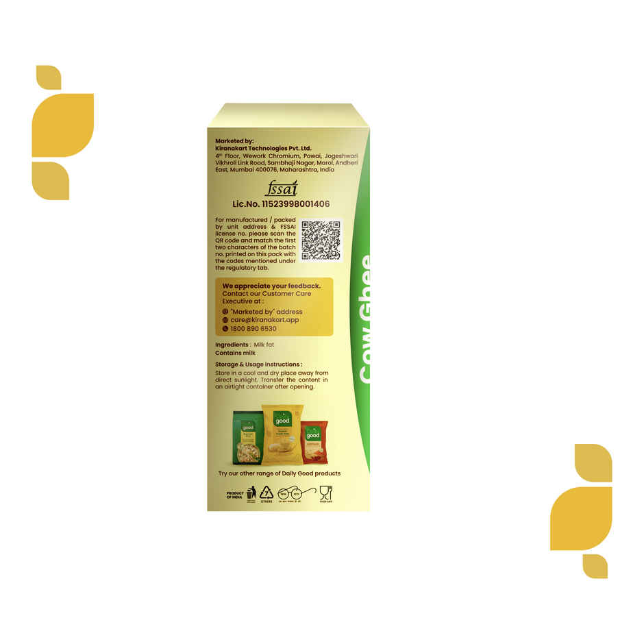 Daily Good Cow Ghee(900ml) & Daily Goodâ  Small Sugar(1kg) Combo  