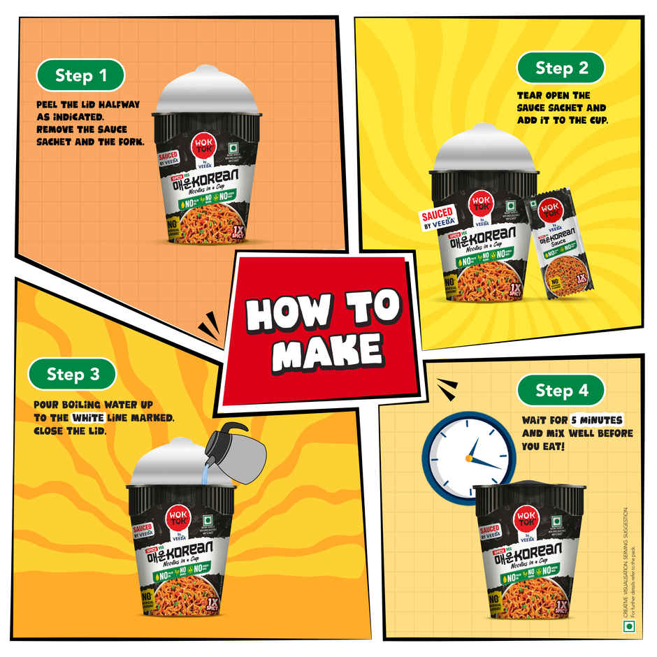 Wok Tok by Veeba Instant Cup Noodles Spicy Korean Combo