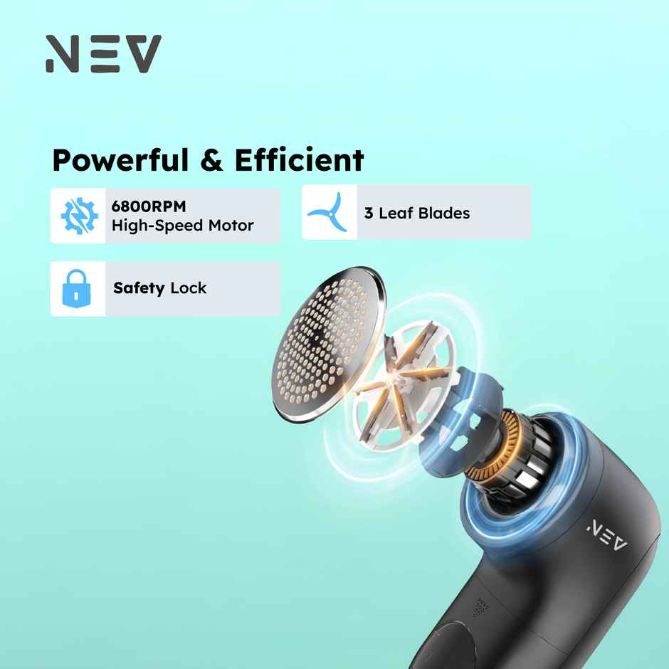 NEV LR-0B Electric Lint Remover with 50ml Lint Collector, 6800 RPM | Black