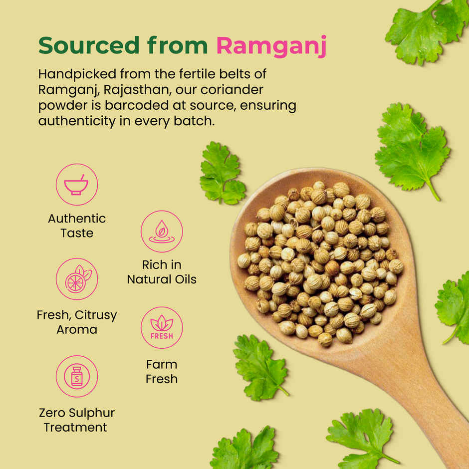 Khetika Stone Ground Coriander Powder, Single Origin, With Natural Oils, Toxin Free, Reusable Pouch