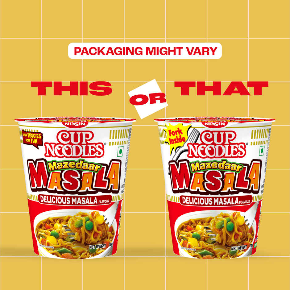 Nissin Cup Mazedaar Masala(70.0 gms) & Indo Nissin Pokemon Ramen Fun Masala | Flavorful Instant Noodles(45.0 gms) Combo