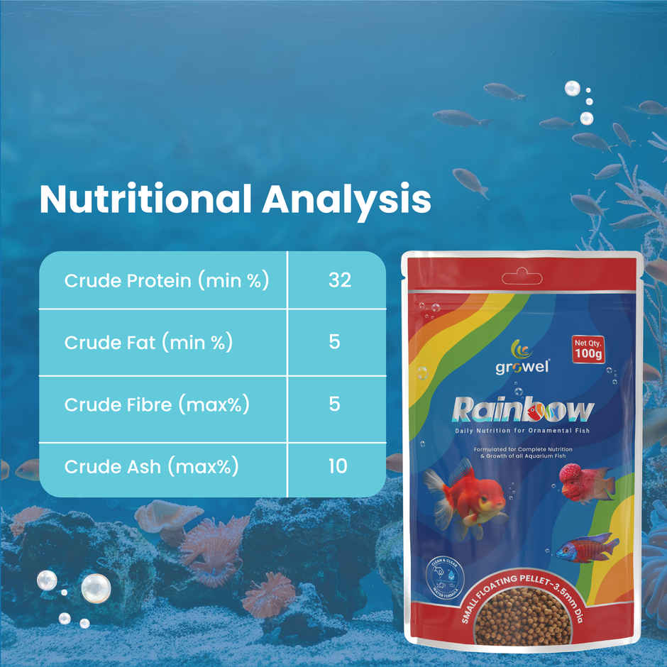 Growel Rainbow Small Floating Pellets | Highly Digestible & Nutritious Fish Food
