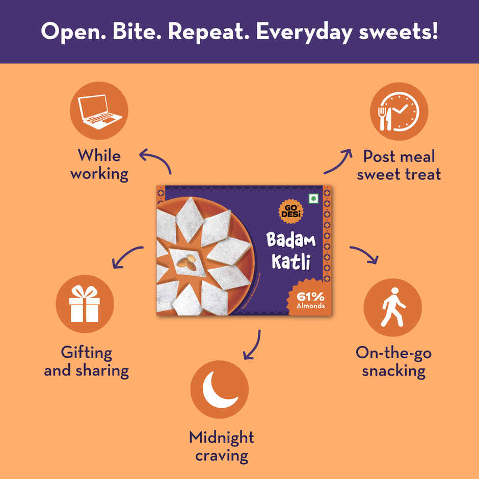 Badam Katli 61% Almond| Burfi | Sweet by GO DESi