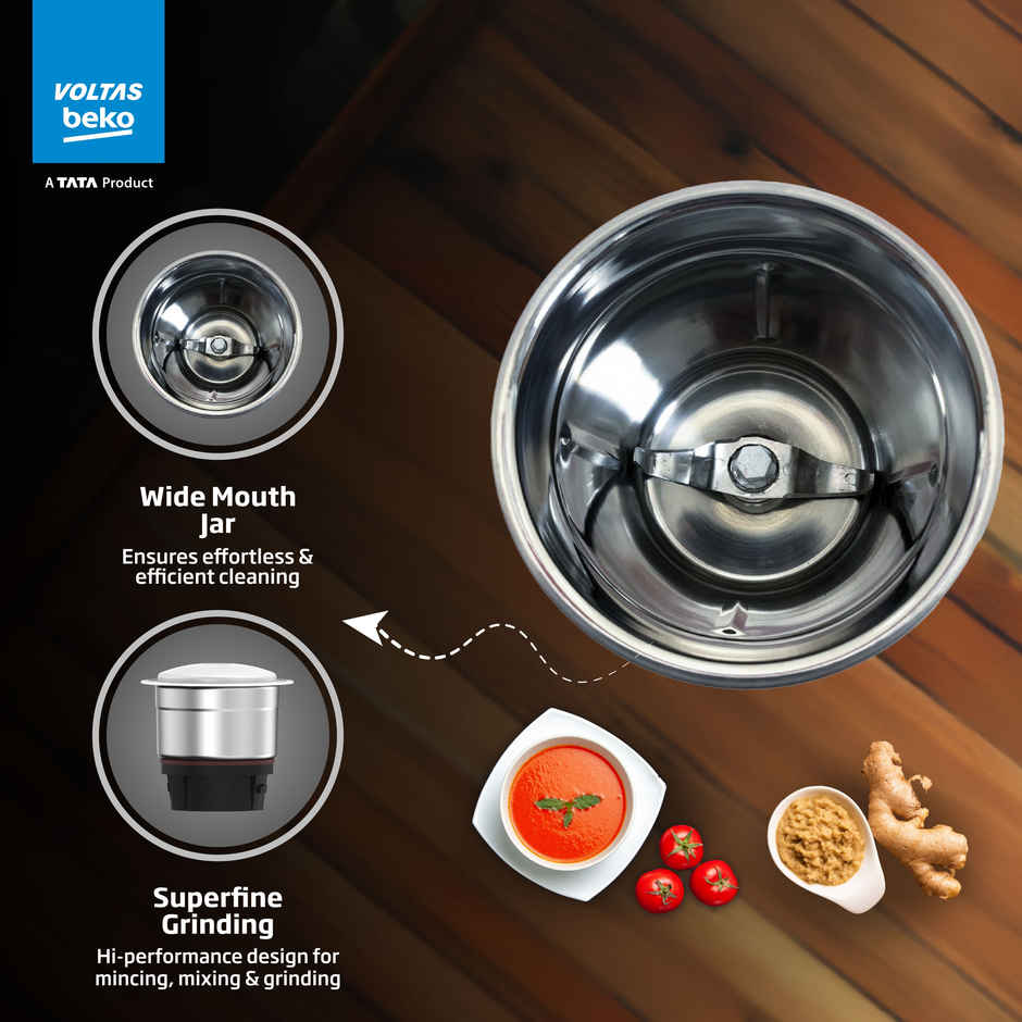 Voltas Beko A Tata Product Mixer Grinder With Grindx Technology G5003Hp | Wh | 500 W | 3 Jar | White