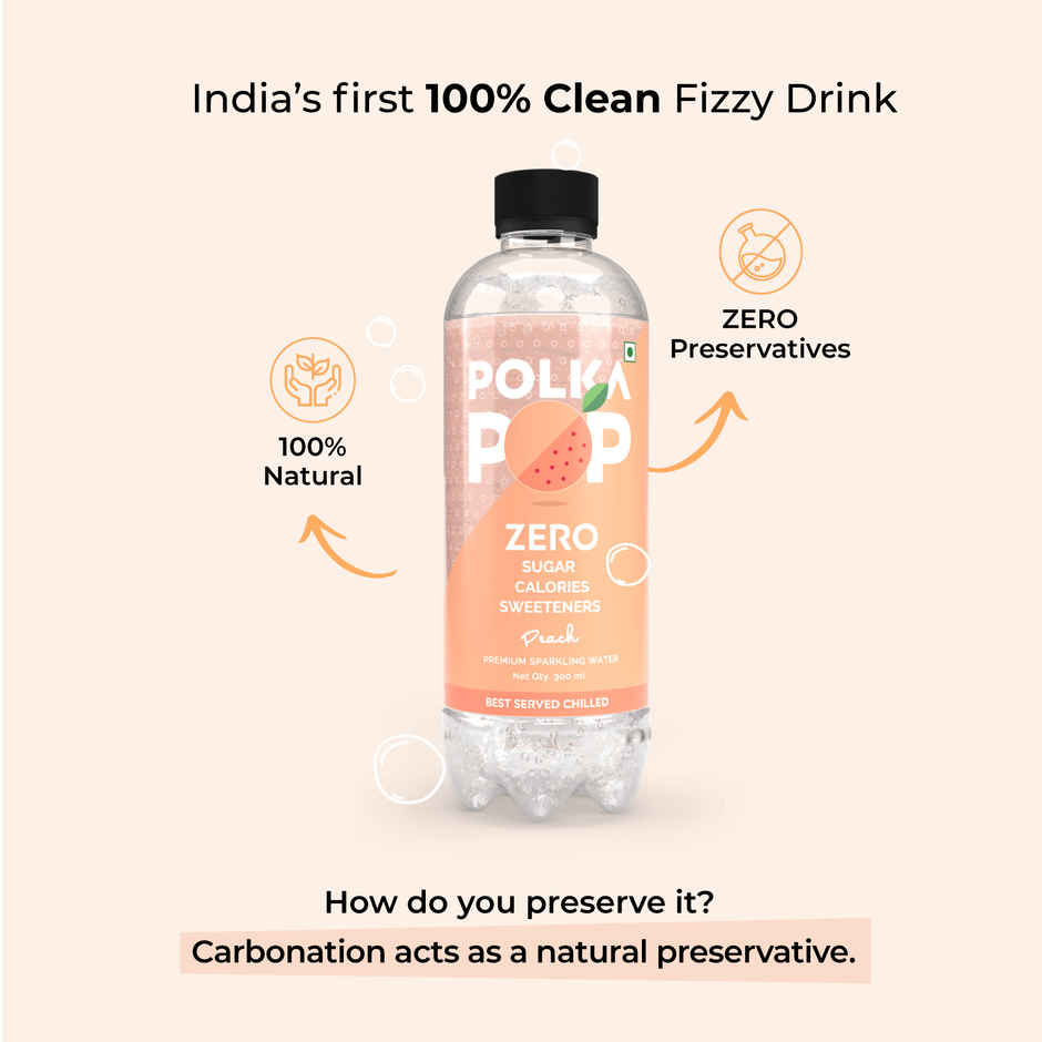 Polka Pop Peach Sparkling Water(300ml) & Polka Pop Lemon-Lime Sparkling Water(300ml) Combo